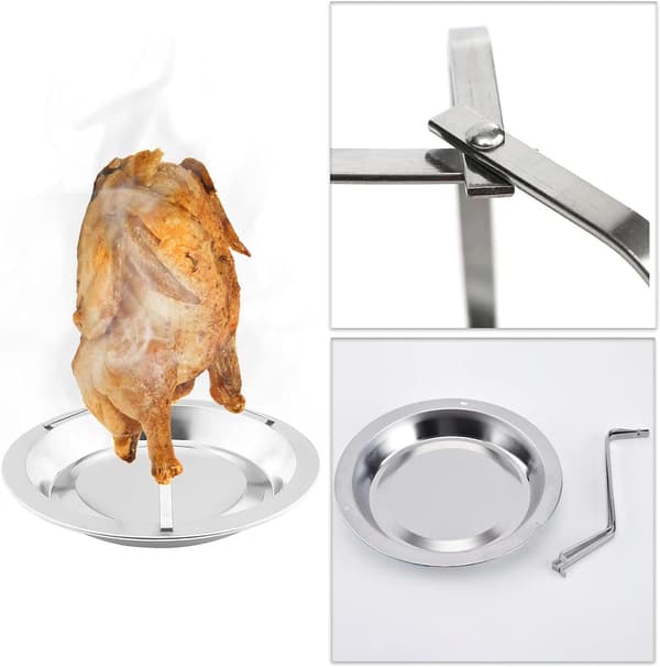 2 stk. Rotisserie til øl i rustfrit stål, lodret foldbart rotisserie