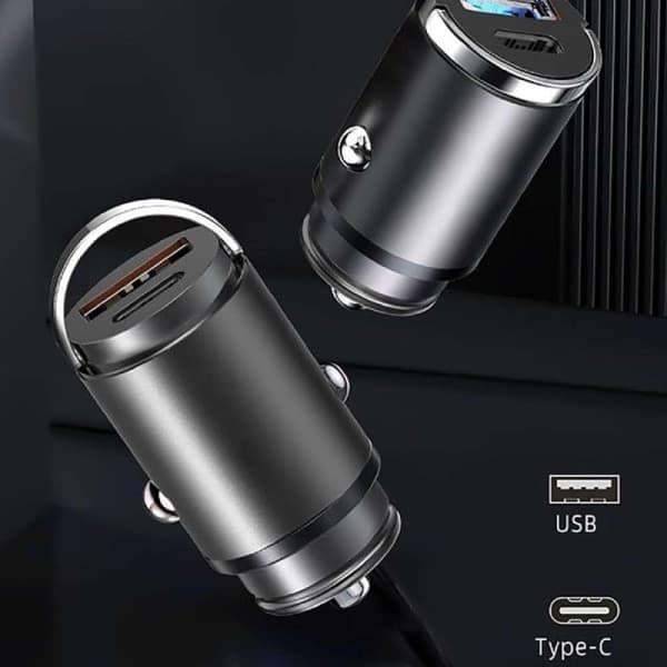 100W auton USB-laturi Super Charge USB-A USB-C musta