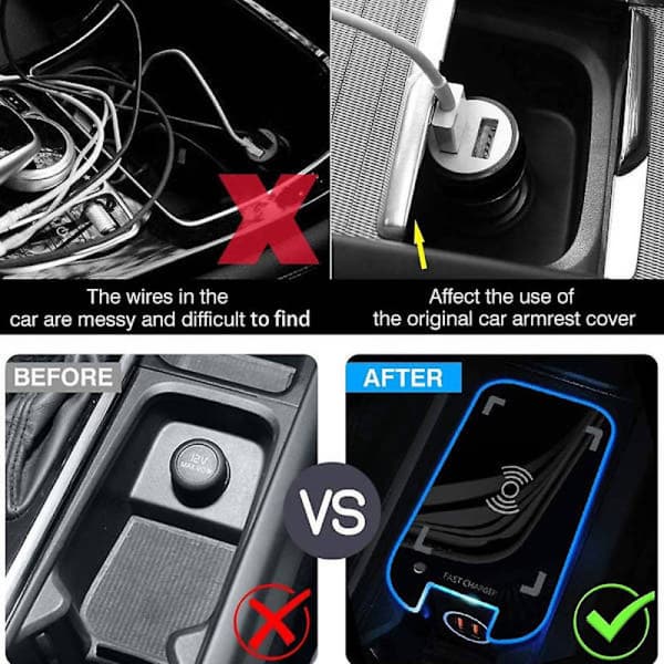 15W Bil Trådløs Oplader til XC90 S90 XC60 VC60 S60 V90 - Sort