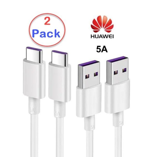 2-Pack Huawei Original Laddare Kabel SuperCharge 5A USB-C AP71 Vit