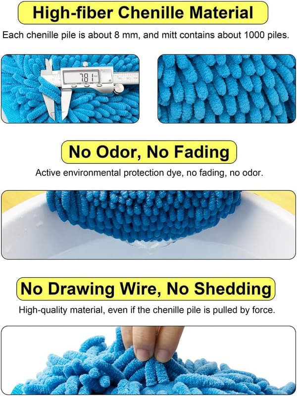 Biltvättshandske 2-pack - Stor Mikrofiber Tvätthandske Bilrengöring