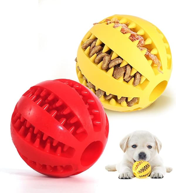 2 hundelegetøjsbolde, hundetyggebold gummi rene tænder giftfri bid-