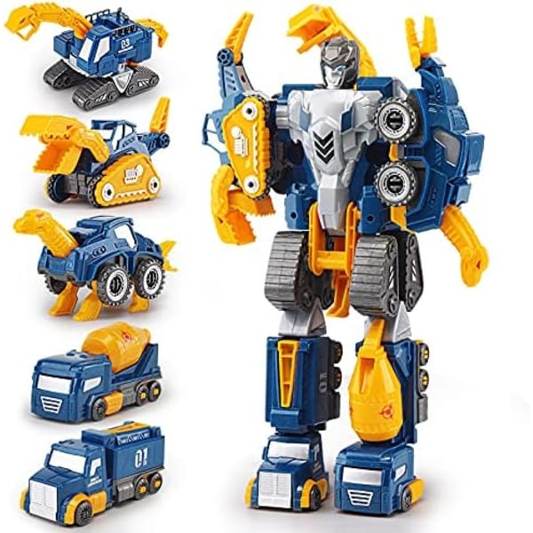 Pedagogiska STEM-leksaker, fingerfärdighetsfrämjande transformerande robotar för barn, magnetiska leksaker för att bygga 5-i-1 dinosaurier eller robot, perfekt födelsedagspresent