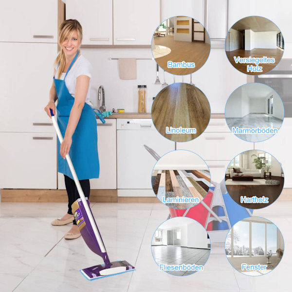 Maskintvättbara moppdynor, kraftfulla rengörande återanvändbara moppdynor för Swiffer PowerMop-kompatibilitet och alla golv (6-pack)