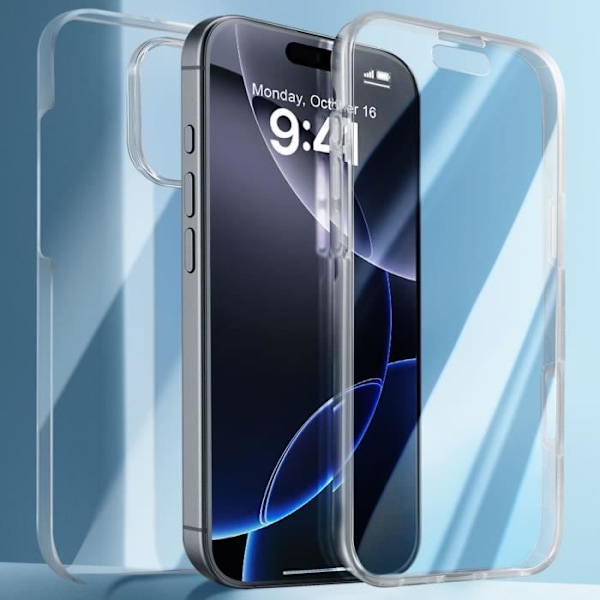 360° fodral för iPhone 16 Pro Max Touch med förhöjd kamerakant Transparent Transparent