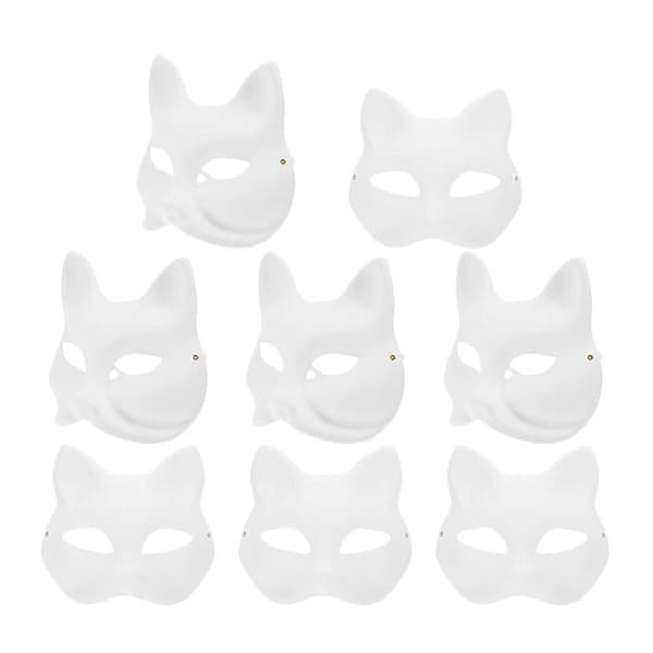 8 stk. tomme masker DIY håndmalte masker dyremasker DIY-maske til fest