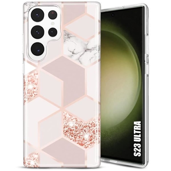 Fodral till Samsung Galaxy S23 Ultra, Rosa Marmormönsterskydd Lättvikt Slim Mjuk Stötsäker Rosa