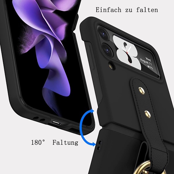 Ultratunt Matt Hårt PC Stöttåligt Skal för Samsung Galaxy Z Flip4, Hybridglas Bakkamera Linsskydd, Anti-Rep Kompressionssäkert Härdat