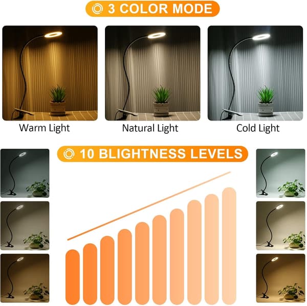 1 stk. sølv 48LED clip læselampe, USB-bordlampe, 3 farver