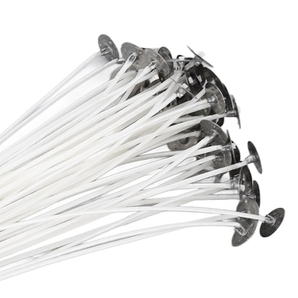 50 st Ljusveke förvaxad 20 cm Låg rök metall Hållare flik för DIY ljustillverkning