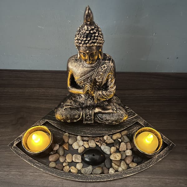 Buddha-figur Buddha-statue med telysholder Sakyamuni