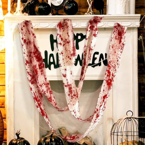 Halloween-sortiment av blodfläckad gasväv, dekorationer, 3M