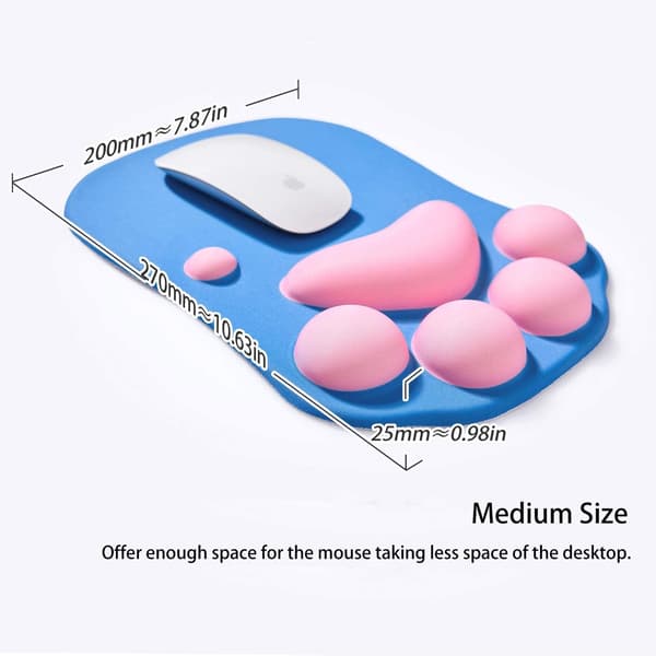 Musematte med håndleddsstøtte, ergonomisk musematte, Kawaii kattemus