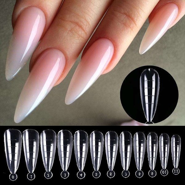 48st nagelform för polygel - Akrylnaglar - Nageltippar, Dualform Transparent Nr - 8
