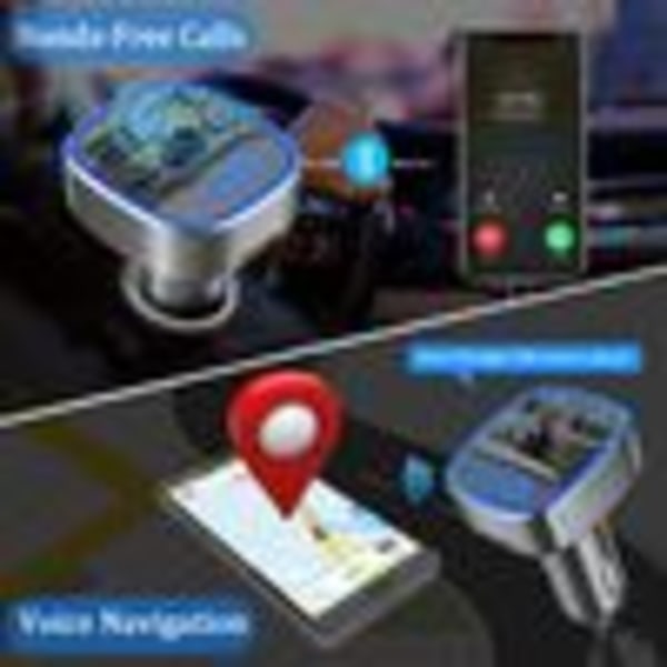 Bluetooth FM-sändare för bil, Innovativ snabbladdningsteknik Dubbel USB-laddning, Kristallklar musikströmning, Stöd för TF-kort & USB-disk