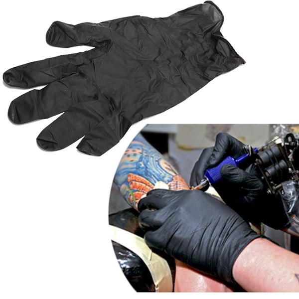 Handskar i syntetiskt material för allergifri hantering, texturerad yta, puderfria nitrilhandskar, ergonomisk design (100 st)