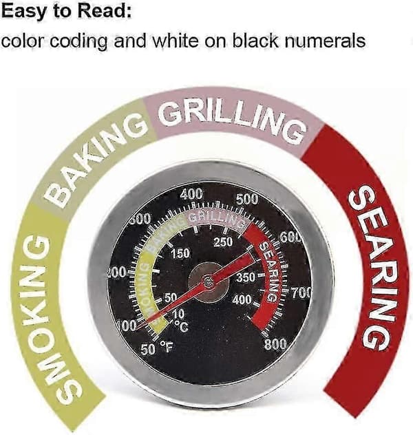 Dia 6 Centimeter Rustfritt Stål Røyke Grill Bbq Temperaturmåler Ovn Bbq Termometer Måler