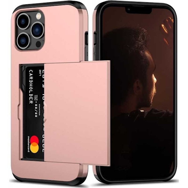 iPhone 13 Pro Max Stöttåligt Skal Kortfack StreetWise - Roseguld