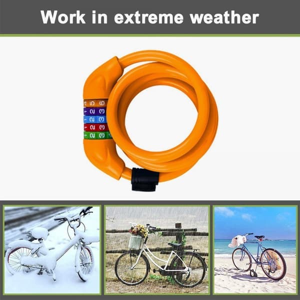 Gult cykel lås kabel lås kombinationslås