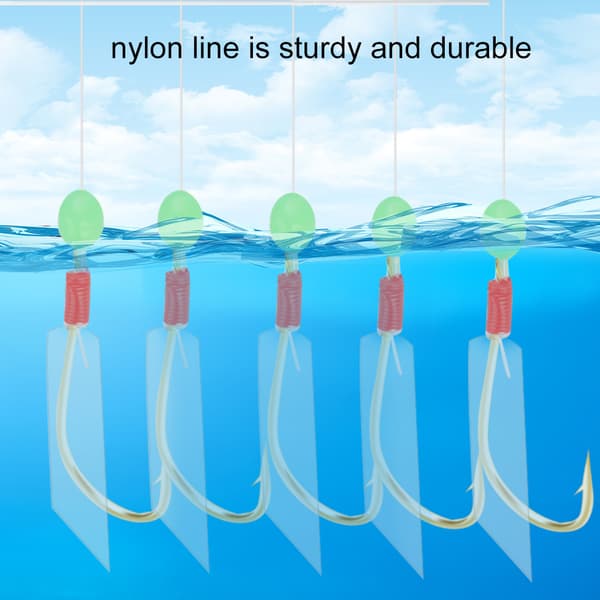5 stk. Lysende Perle Stålkrog Nylon Line Drejelig Sanp Fiskegrej Tilbehør (4#)
