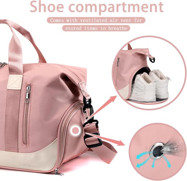 Duffelbag for menn og kvinner - rosa - med skolomme og v