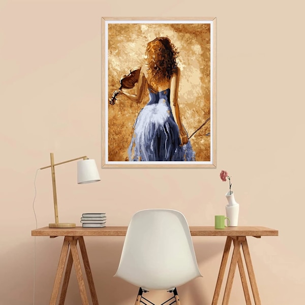 5D Diamantmaleri Sæt til Børn 30x40cm - Violin Kvinde, b