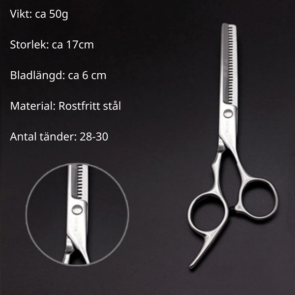 Frisörsax / Gallringssax i rostfritt stål, silver, 1-pack