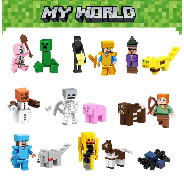 QD Minecraft-minihahmosetti - 29 osaa, lasten lahja