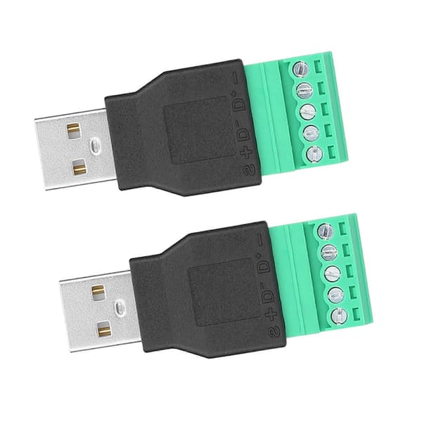 2 kpl USB-urosliitin 5-napaiseen ruuviliitinadapteriin