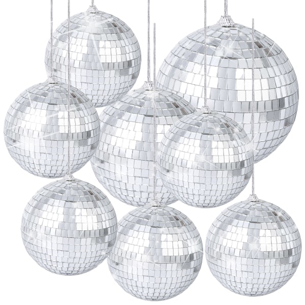 8 delar Spegel Disco Balls Silver H?ngande Disco Light Mirror B Bl? one size Blue one size