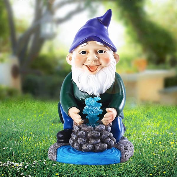 Solar Resin Miniatyr Dvergfigur Søt Brønn Trekke Vann Gnome Statue