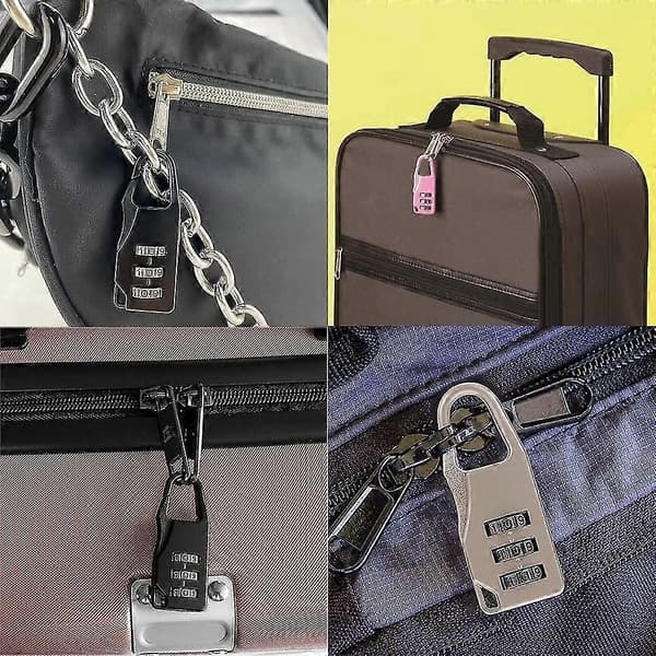 6 stk. Mini Hængelås Kode Skabshængelås 3-cifret Kode Kombination (sort Sølv Lilla Rød Pink Grøn)