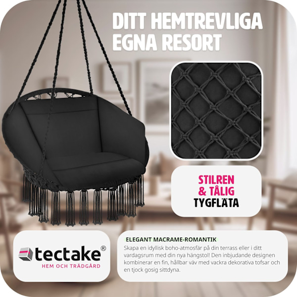 tectake Hängstol Grazia Svart