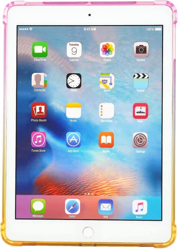 iPad 9.7 5:e 6:e Gen Skal, TPU Hudskydd Anti-halk Lättviktsskydd för Apple iPad 9.7 5:e 6:e Generationen 2017 2018 - Rosa/Gul