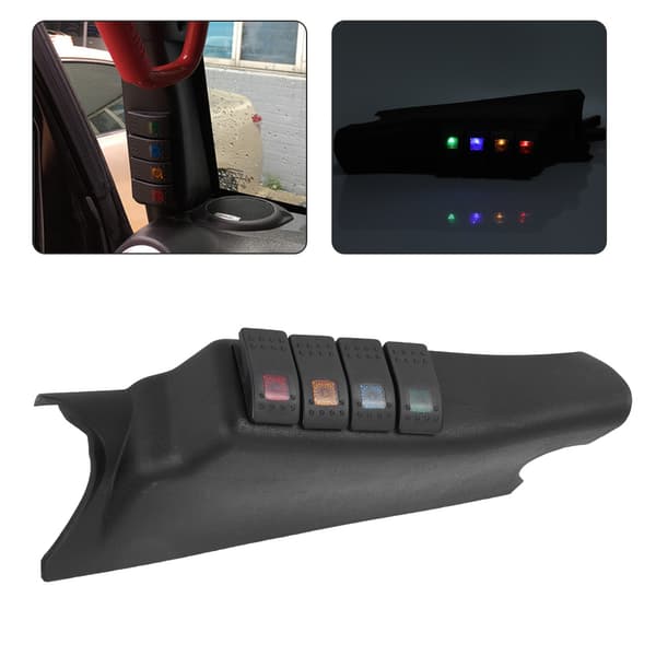 Højkvalitets A-stolpekontaktpanel til Jeep Wrangler, holdbart vippekontaktpanel til styring af eftermonterede lygter, nem Plug & Play-installation
