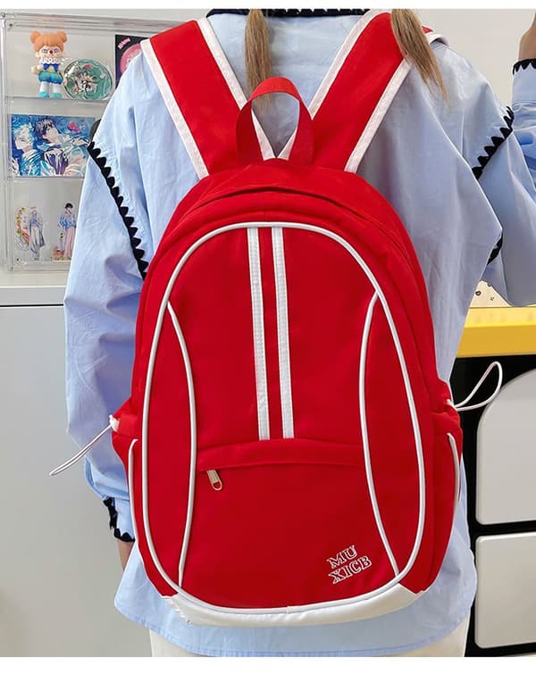 Nylon Ryggsekk: Stor Studentryggsekk Red