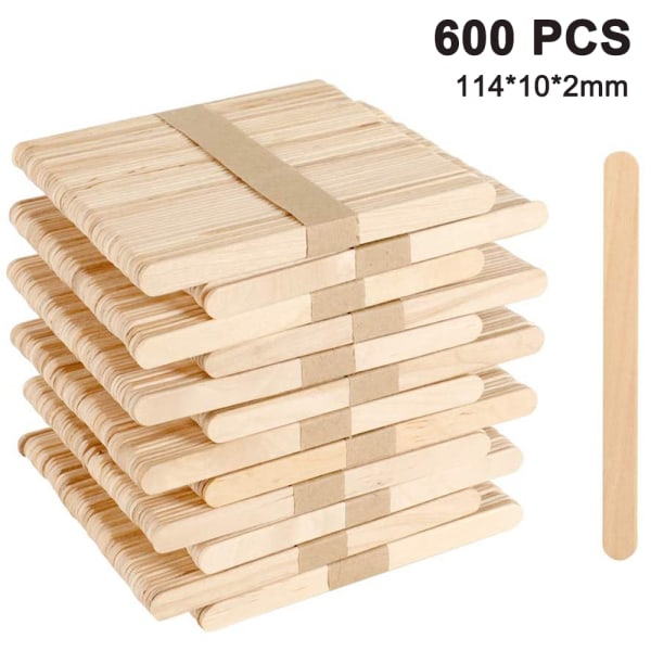 600 bitar av glasspinnar gjorda av trä, träspatlar hantverk, träspatlar DIY hantverk trähantverk Wood color