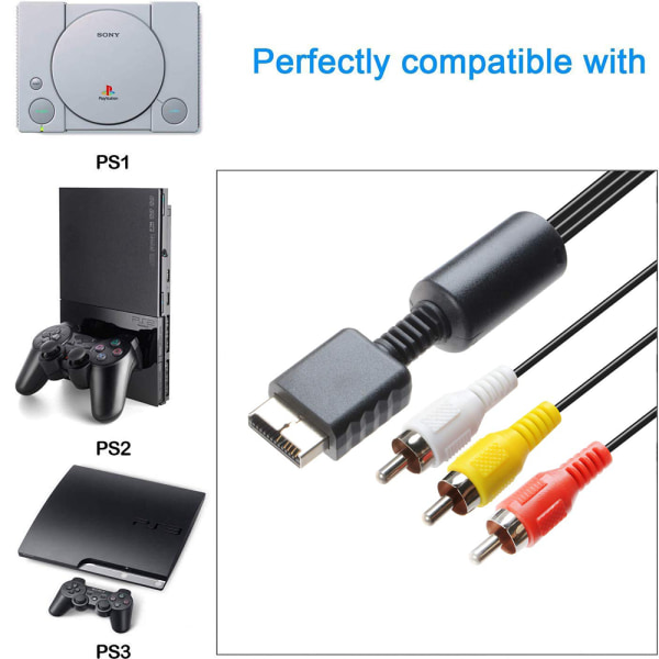 AV TV-kabel för PS1 / PS2 konsol 3 chinch audio video scart