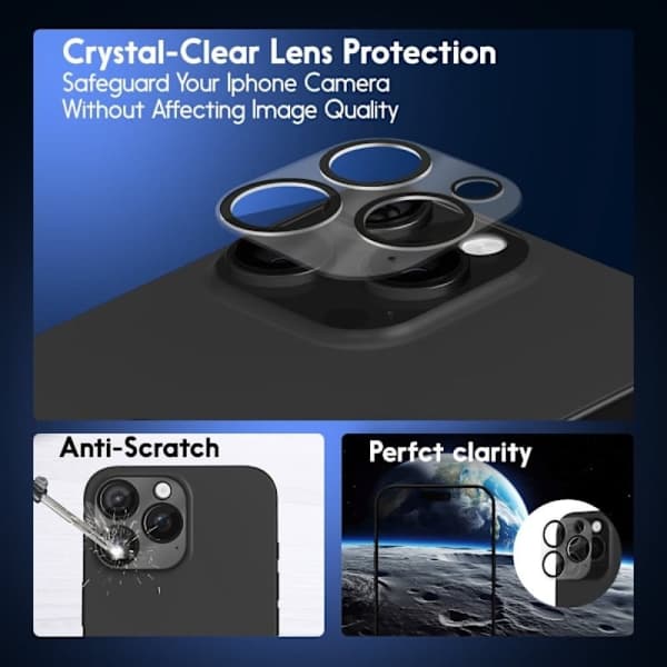 2-pack Skärmskydd för iPhone 16 Pro & 1-pack Linsskydd - Härdat Glas 9H - Superkvalitet 3D