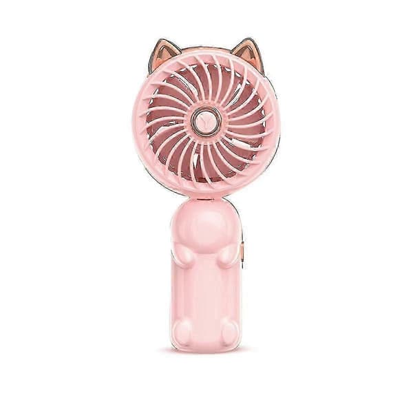 Bærbar Håndventilator med Ører - Mini Ventilator med USB Genopladeligt Batteri Foldbar Lille Ventilator (Pink)