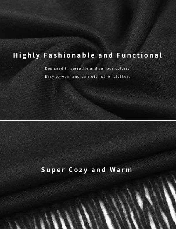 Varm Vinter Cashmere Tørklæde til Kvinder Pashmina Sjal Wrap Mænd Stor