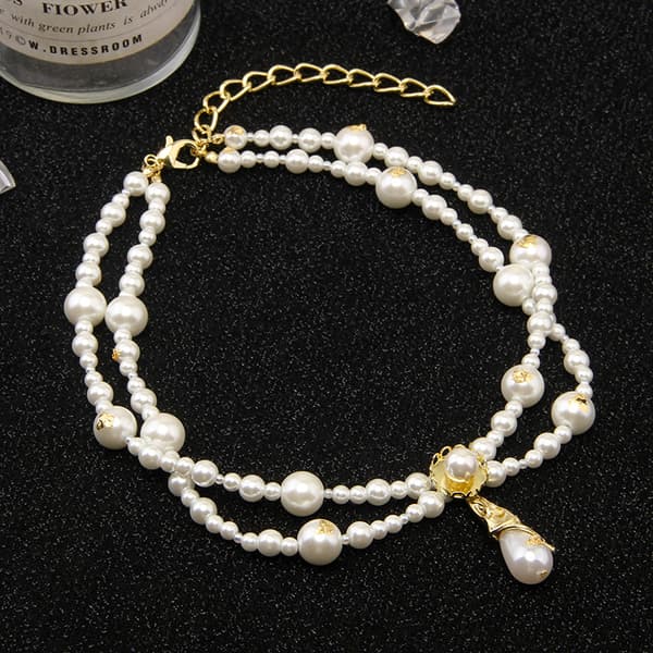 Retro barokk gullblad dråpeanheng choker