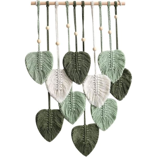 1 st Macramé Väggbonad, Bohostil, med Träpärlor och Löv