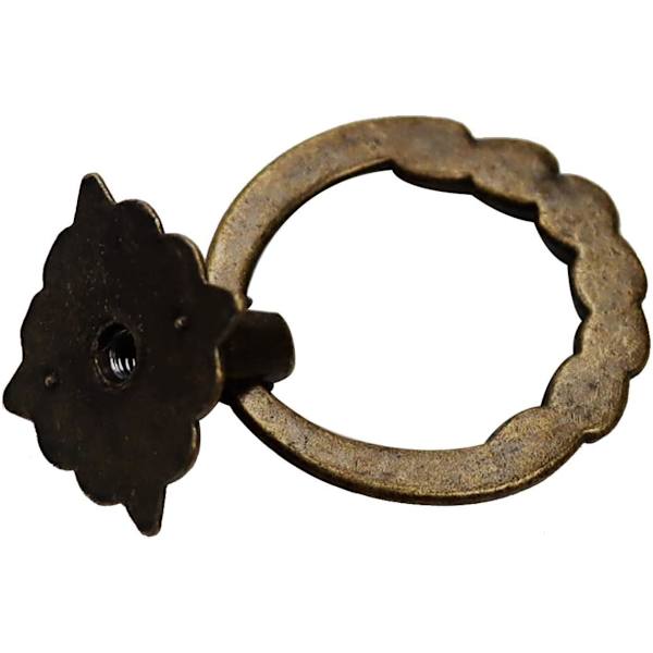 6 stk. Vintage Bronze Drop Ring Knapper Håndtag til Kommode Skuffe An