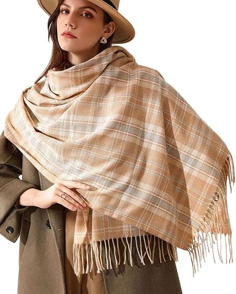 Oransje Vinter Tartan Skjerf - Vinter Skjerf Kvinner Stilig Varm Blan