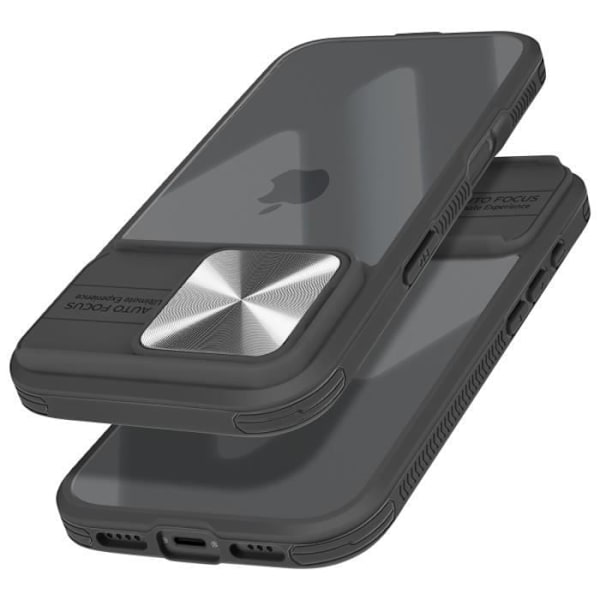 iPhone 16-fodral, tvåmaterial, skjutbart kameraskydd, QI-kompatibelt, svart Blue