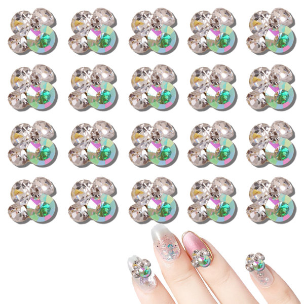 20 ST Nail Art Dekaler Rhinestones Diamanter Legering Manikyr DIY