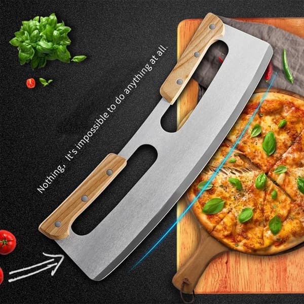 Pizzaskärare med trähandtag och skyddskåpa, 35,5 cm
