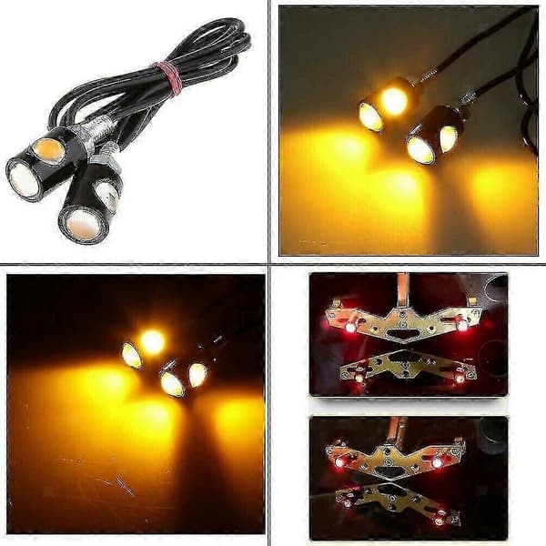 2 stk. LED Miniatyr Lite Indikatorlys Blinklys Motorsykkel Amber