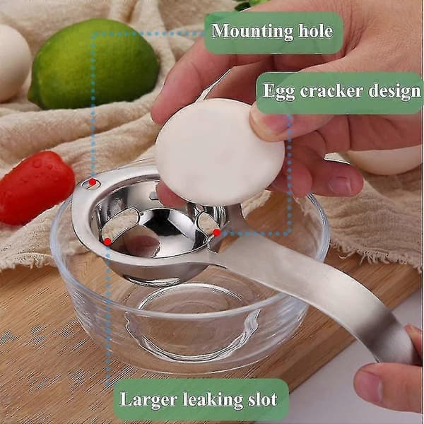 Eggeplommeseparator, Eggeplommeseparator, Laget av matkvalitet 304 rustfritt stål, gave